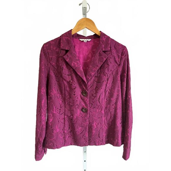 CAbi Jackets & Blazers - Cabi Fushia Women's Lace Button-Up Blazer Jacket Size 6